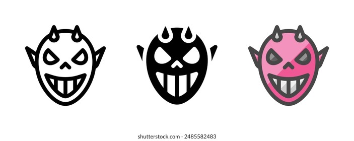 Multipurpose mask vector icon in outline, glyph, and filled outline style on white background.