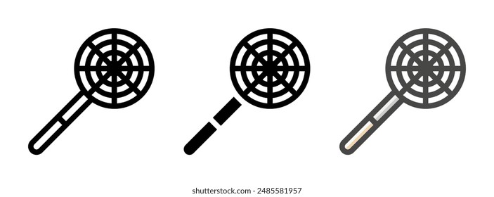 Multipurpose mesh skimmer vector icon in outline, glyph, filled outline style. Three icon style variants in one pack.