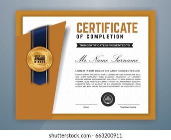 Multipurpose Modern Professional Certificate Template Design for Print. Vector illustration