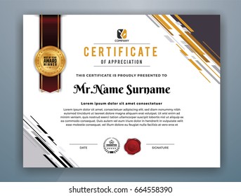 Multipurpose Modern Professional Certificate Template Design for Print. Vector illustration