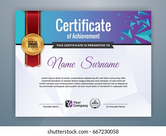 Multipurpose Modern Professional Certificate Template Design for Print. Vector illustration