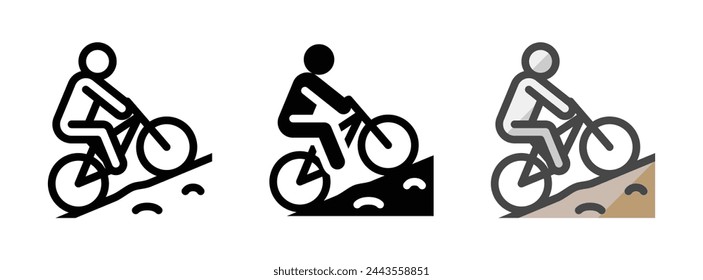Multipurpose mountain bike vector icon in outline, glyph, filled outline style. Three icon style variants in one pack.