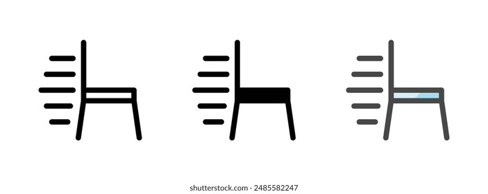 Multipurpose moving chair vector icon in outline, glyph, and filled outline style on white background.