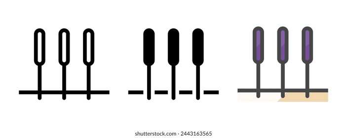Multipurpose needles vector icon in outline, glyph, filled outline style. Three icon style variants in one pack.