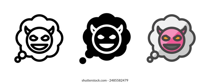 Multipurpose nightmare vector icon in outline, glyph, and filled outline style on white background.