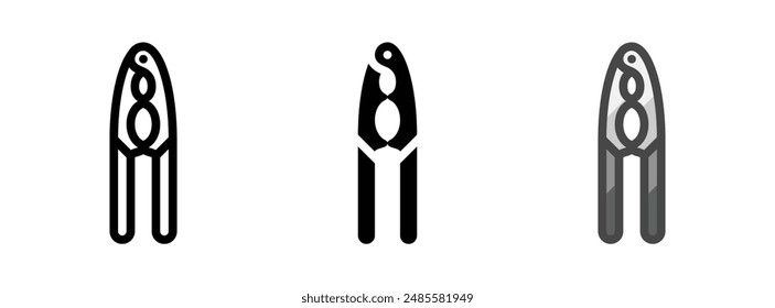 Multipurpose nutcracker vector icon in outline, glyph, filled outline style. Three icon style variants in one pack.
