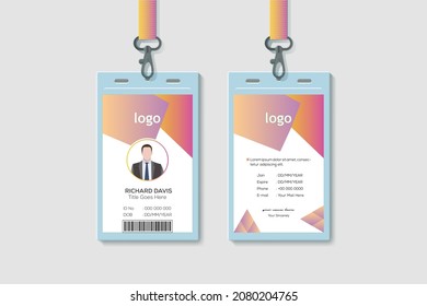 Multipurpose Office Vertical Double-sided ID Card Design Template