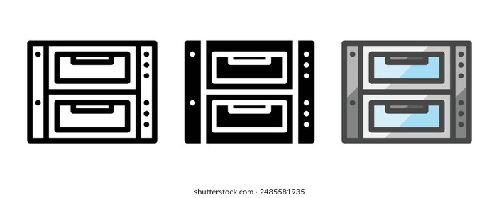 Multipurpose oven vector icon in outline, glyph, filled outline style. Three icon style variants in one pack.