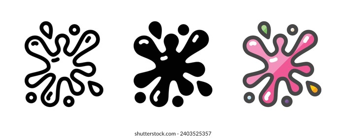Multipurpose paint icon in outline, glyph, filled outline style. Various styles of paint vector icon. Three style variants in one pack.