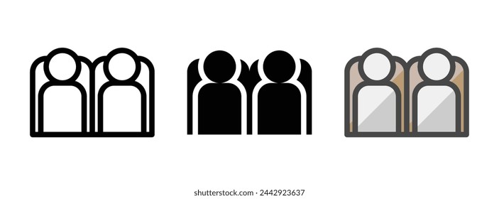 Multipurpose passengers vector icon in outline, glyph, filled outline style. Three icon style variants in one pack.
