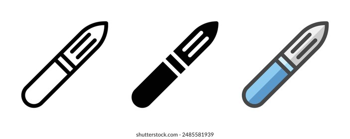 Multipurpose peeler vector icon in outline, glyph, filled outline style. Three icon style variants in one pack.