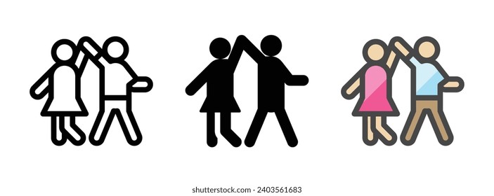 Multipurpose people dancing icon in outline, glyph, filled outline style. Various styles of people dancing vector icon.