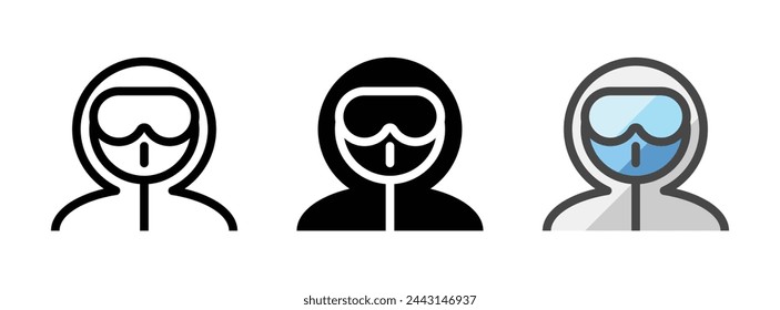 Multipurpose personal protective equipment vector icon in outline, glyph, filled outline style. Three icon style variants in one pack.