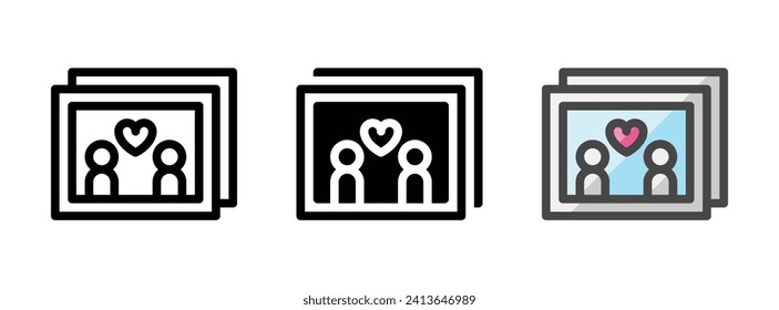 Multipurpose photos vector icon in outline, glyph, filled outline style. Three icon style variants in one pack.