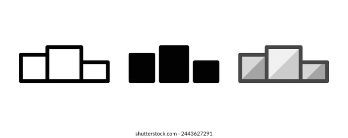 Icono de vector de podio multipropósito en estilo de contorno, glifo, contorno relleno. Tres variantes de estilo de icono en un paquete.