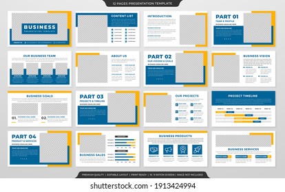 Multipurpose presentation layout template design with clean style and modern concept use for business profile and annual report