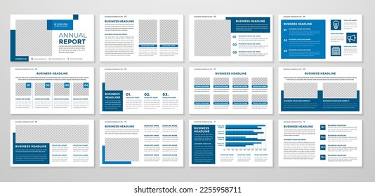 diseño de plantillas de presentación multipropósito con estilo limpio y diseño moderno para el informe anual de negocios