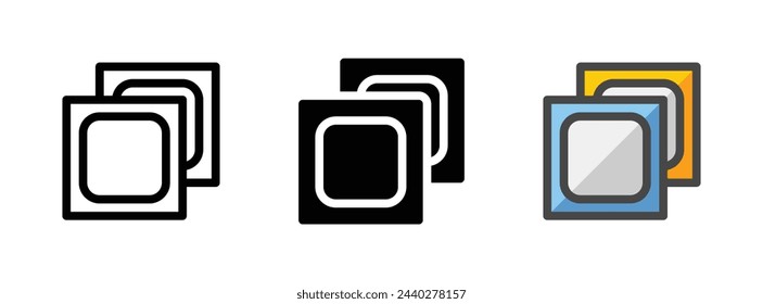 Multipurpose processors vector icon in outline, glyph, filled outline style. Three icon style variants in one pack.