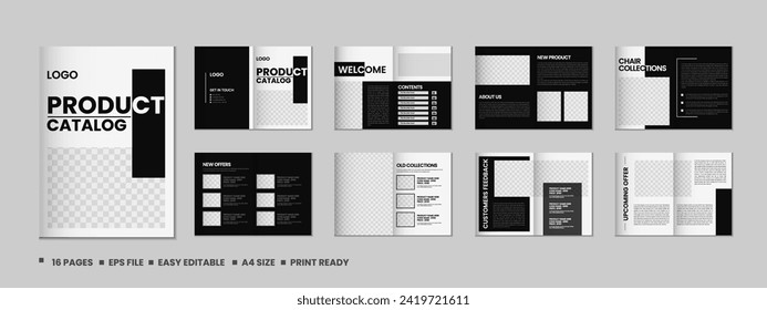 Multipurpose product catalog design, company furniture product catalogue, multipage catalog brochure, company profile and product portfolio template design with mockup