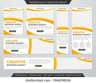 multipurpose promotion kit template design with modern style and concept use for business display ads and publication