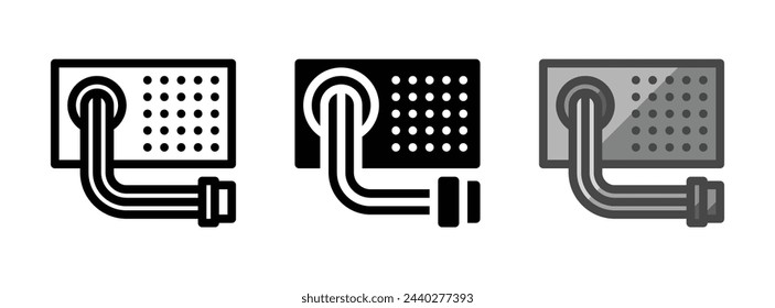 Icono de vector de PSU multiusos en estilo de contorno, glifo, contorno relleno. Tres variantes de estilo de icono en un paquete.