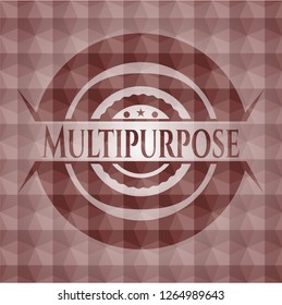 Multipurpose red seamless badge with geometric background.