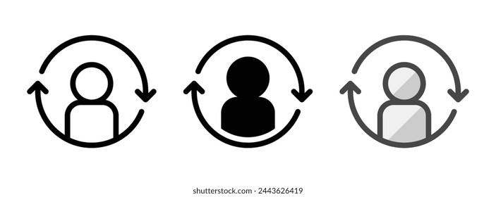 Multipurpose respawn vector icon in outline, glyph, filled outline style. Three icon style variants in one pack.