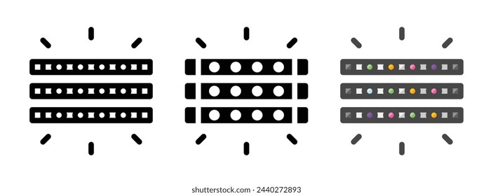 Mehrzweck-RGB-Streifen Vektor-Symbol in Kontur, Glyphe, gefüllte Kontur-Stil. Drei Varianten im Symbolstil in einem Paket.