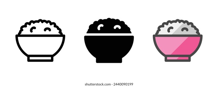 Multipurpose rice vector icon in outline, glyph, filled outline style. Three icon style variants in one pack.