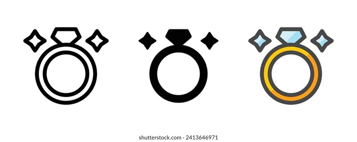 Multipurpose ring vector icon in outline, glyph, filled outline style. Three icon style variants in one pack.