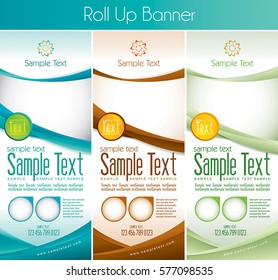 Multipurpose roll up banner. This template available in 3 different color schemes, suitable for your promotion and business