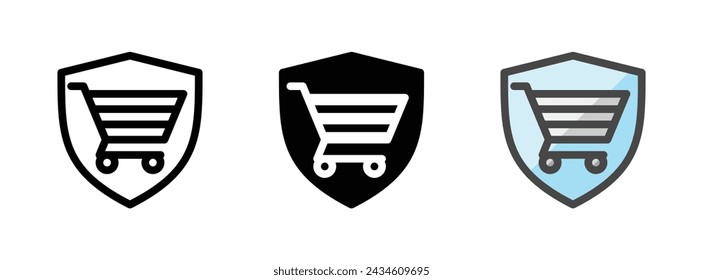 Multipurpose safe shopping vector icon in outline, glyph, filled outline style. Three icon style variants in one pack.