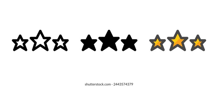 Multipurpose score stars vector icon in outline, glyph, filled outline style. Three icon style variants in one pack.