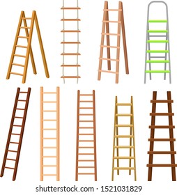 Multi-Purpose Set Of Different Ladders Vector Illustrations Many Colors Multi-Purpose Set Of Different Ladders Vector Illustrations Many Colors