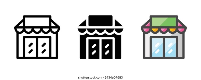 Mehrzweck Shop Vektor-Symbol in Gliederung, Glyphe, gefüllte Gliederung Stil. Drei Varianten im Symbolstil in einem Paket.
