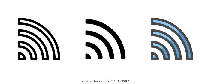 Icono de vector de señal multipropósito en estilo de contorno, glifo, contorno relleno. Tres variantes de estilo de icono en un paquete.