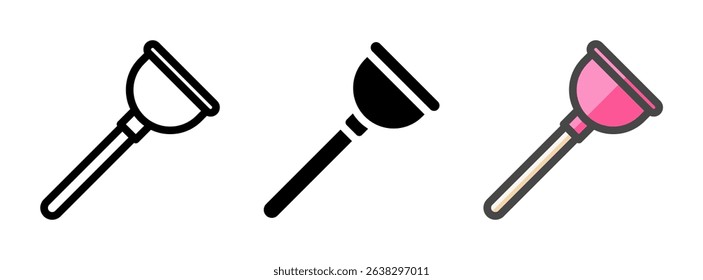 Multipurpose sink plunger vector icon in outline, glyph, filled outline style. Three icon style variants in one pack.