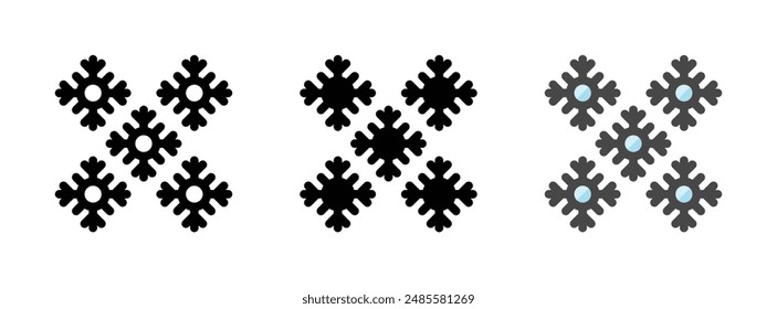 Multipurpose snowflakes vector icon in outline, glyph, filled outline style. Three icon style variants in one pack.