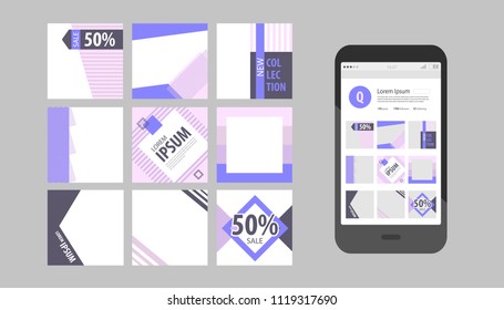 Multipurpose Social Media Kit Booster. Design In Purple Tones.