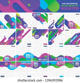 Multipurpose social media kit booster. Available in 20 alternate vector design, suitable for your promotion 
