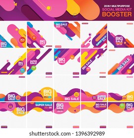 Multipurpose social media kit booster. Available in 20 alternate vector design, suitable for your promotion