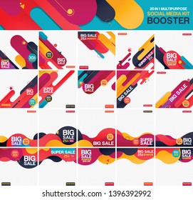 Multipurpose social media kit booster. Available in 20 alternate vector design, suitable for your promotion kit