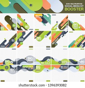 Multipurpose social media kit booster. Available in 20 alternate vector design, suitable for your promotion kit