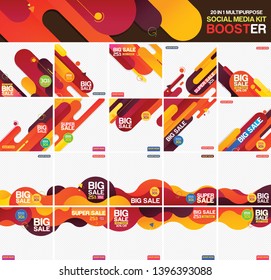 Multipurpose social media kit booster. Available in 20 alternate vector design, suitable for your promotion