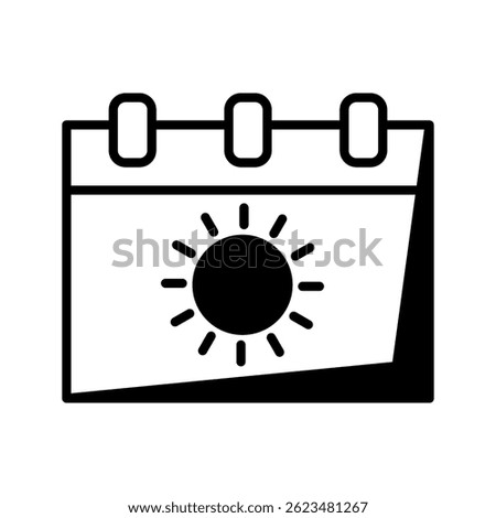 Multipurpose solar calendar vector icon in outline, gif, filled outline style. calendar summer, on white background