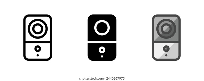 Multipurpose speaker vector icon in outline, glyph, filled outline style. Three icon style variants in one pack.