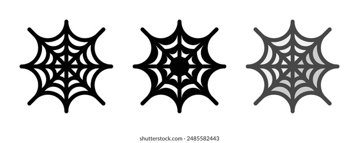 Multipurpose spider web vector icon in outline, glyph, and filled outline style on white background.