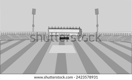 Multi-purpose Sports Ground Vector Sketch Gaddafi Stadium Beautiful Cricket Stadium Vector Illustration