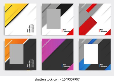Multipurpose of square banner pack in modern gradient shape background color. Suitable for social media promotion ads, flyer, poster, calendar, product catalog, etc