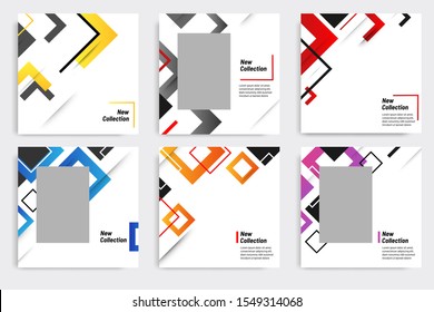 Multipurpose of square banner pack in modern gradient shape background color. Suitable for social media promotion ads, flyer, poster, calendar, product catalog, etc